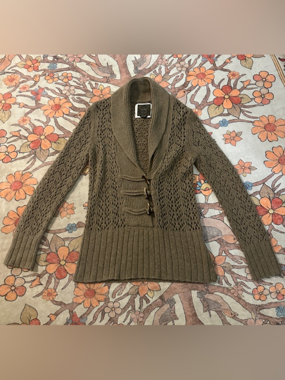 Old Navy Olive-Brown Toggle Shawl-Collar Cardigan